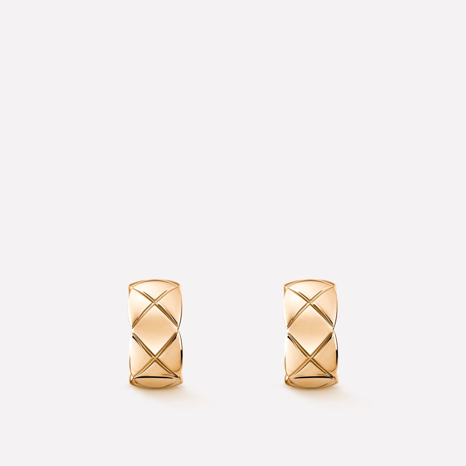 COCO EARRINGS QUILTED MOTIF, 18K BEIGE GOLD