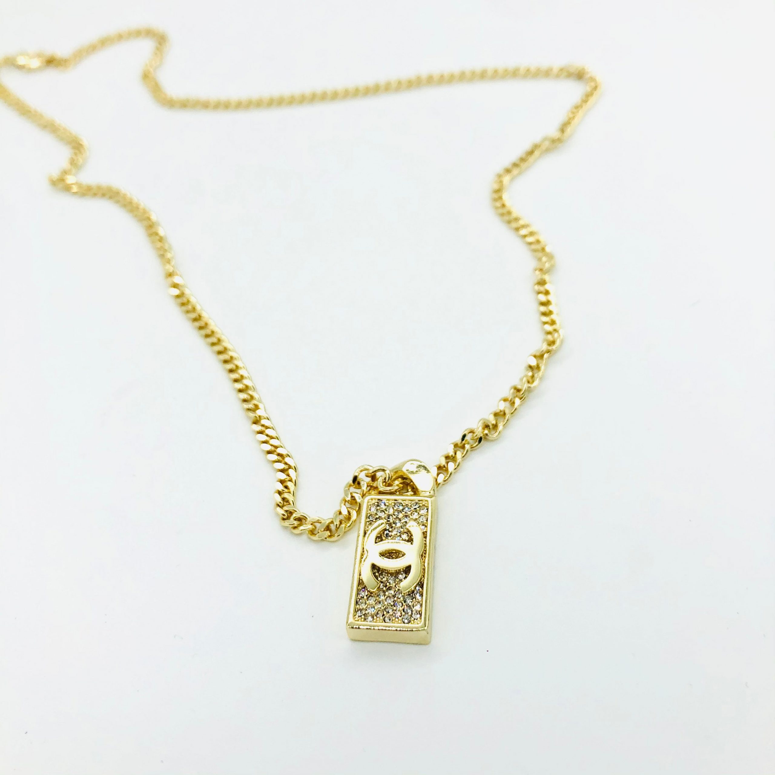 Chanel rectangular gem necklace