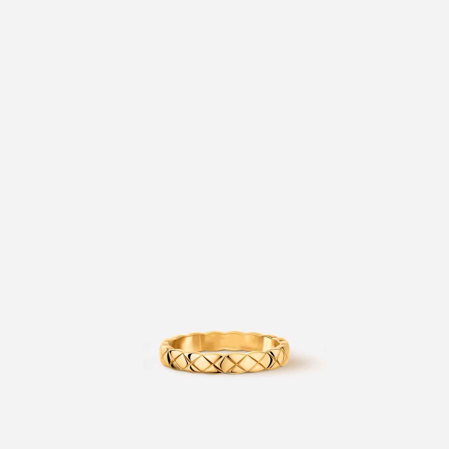 Coco Quilted Motif Ring, Mini Version, Yellow Gold