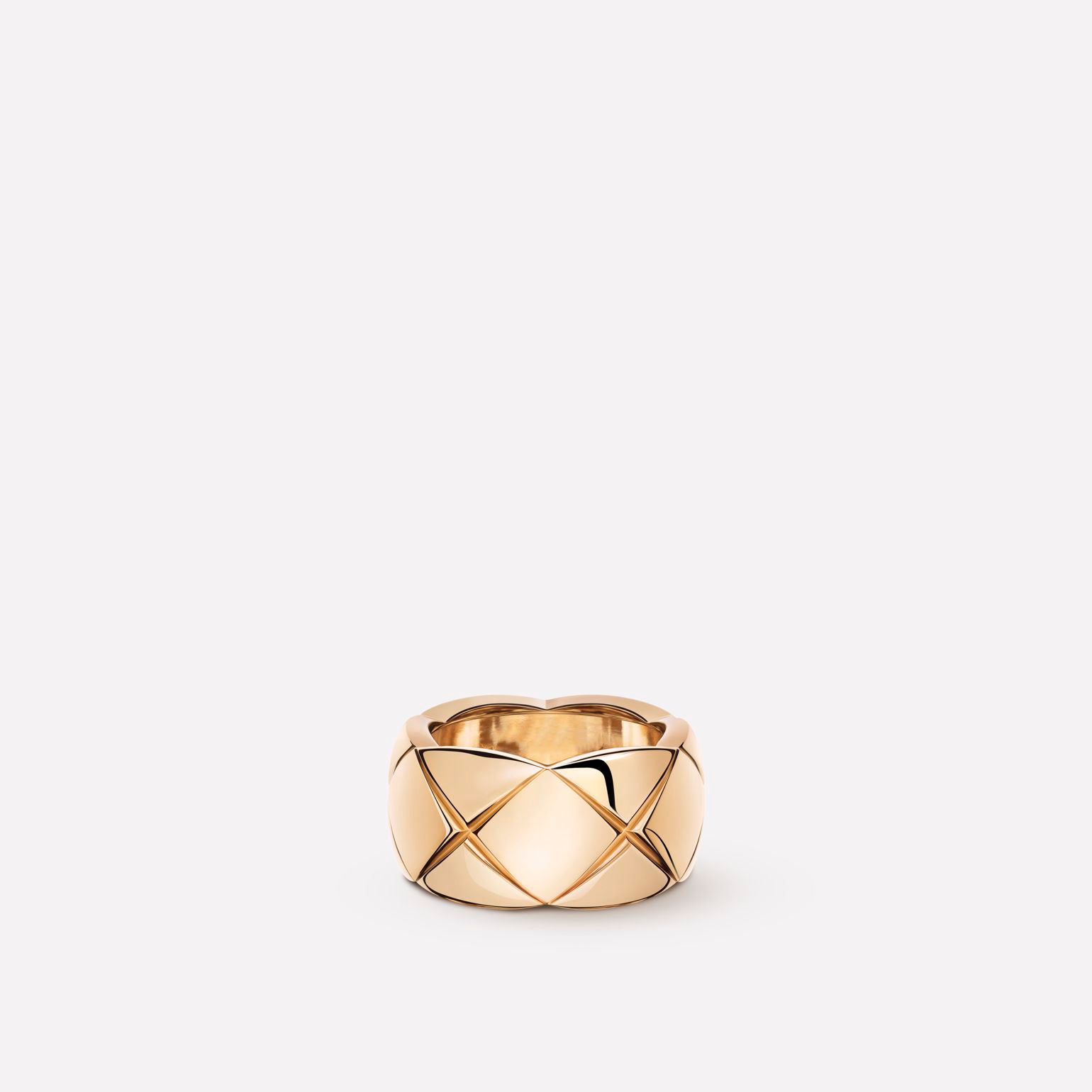 Coco Quilted Motif Ring, Large Version, BEIGE Gold