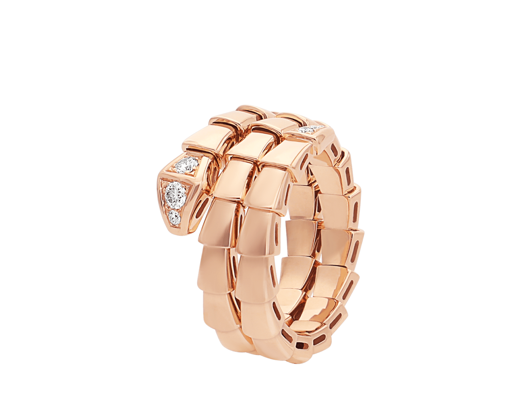 Serpentes Demi Pavé Two-coil Ring in Rose Gold