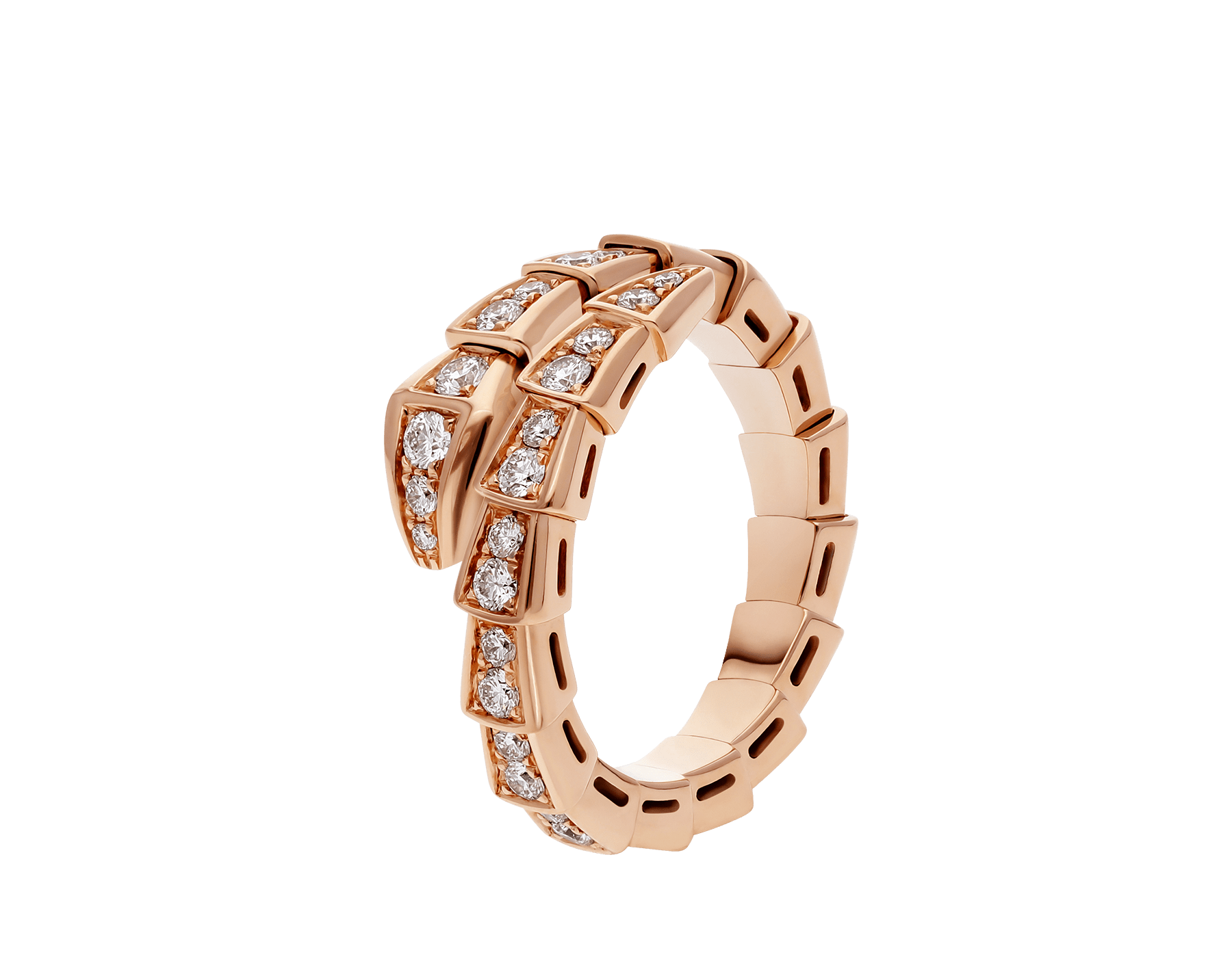 Serpentes Full Pavé Ring in Rose Gold