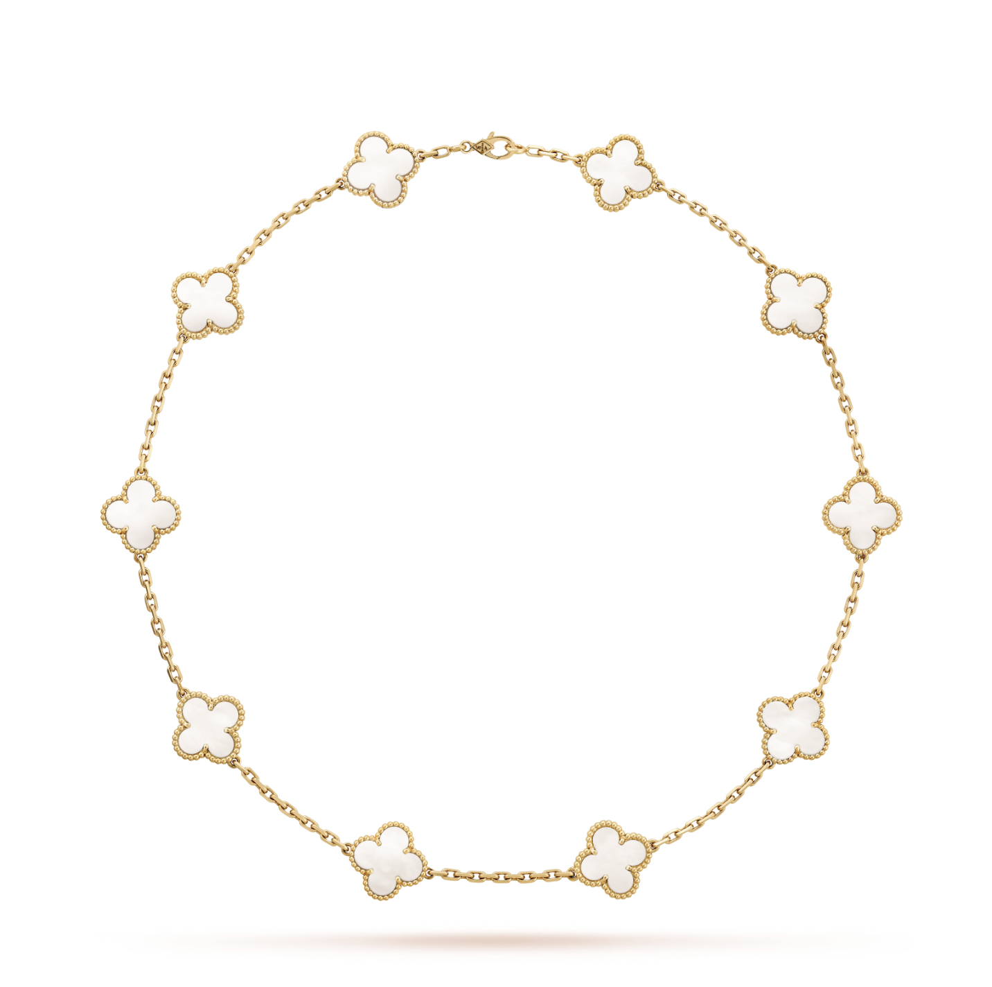 Vintage Alhambra necklace, 10 motifs 18K yellow gold, Mother-of-pearl