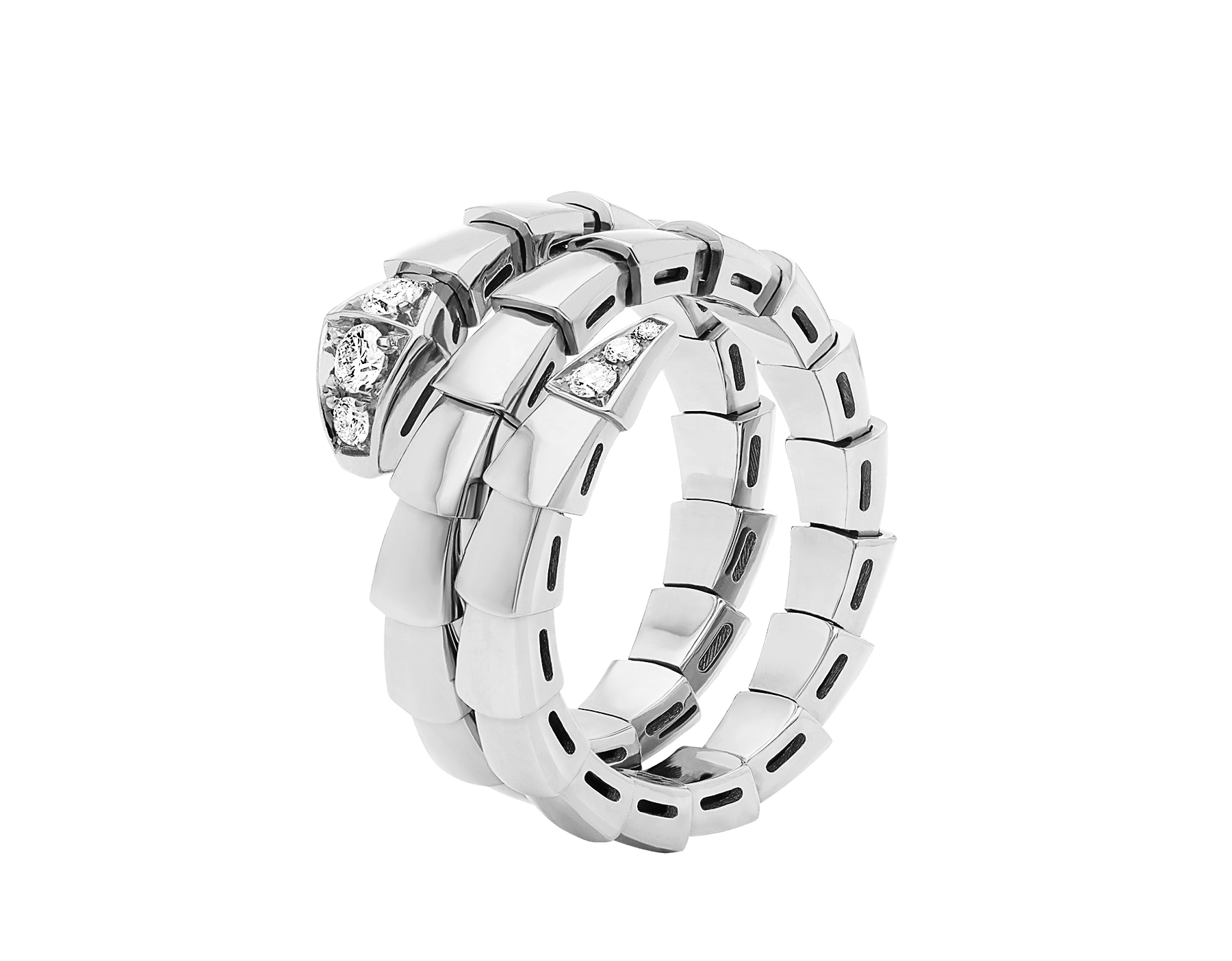 Serpentes Demi Pavé Two-coil Ring in White Gold
