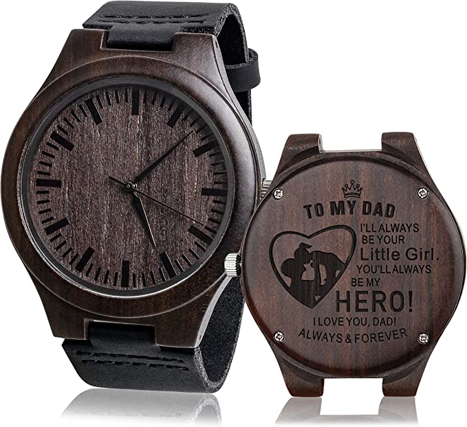 Father plot personalized engraved wooden watch-BUNNYKACHU