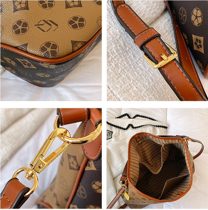 Fashion retro style old flower color ladies oversized capacity tote bag-BUNNYKACHU