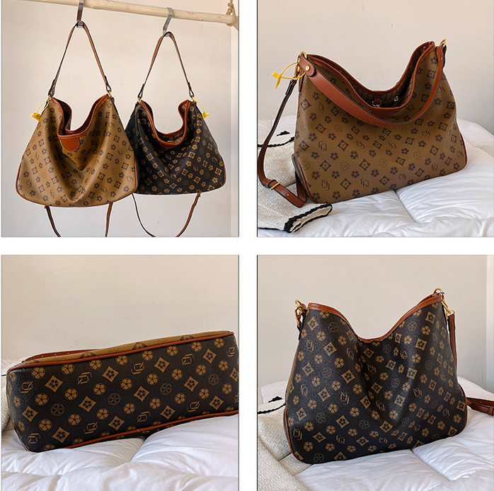 Fashion retro style old flower color ladies oversized capacity tote bag-BUNNYKACHU