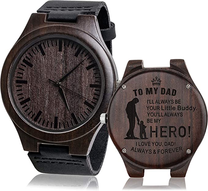 Father plot personalized engraved wooden watch-BUNNYKACHU