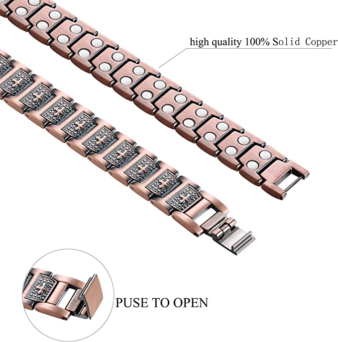 Men's red copper vintage model magnetic therapy stone cross bracelet-BUNNYKACHU
