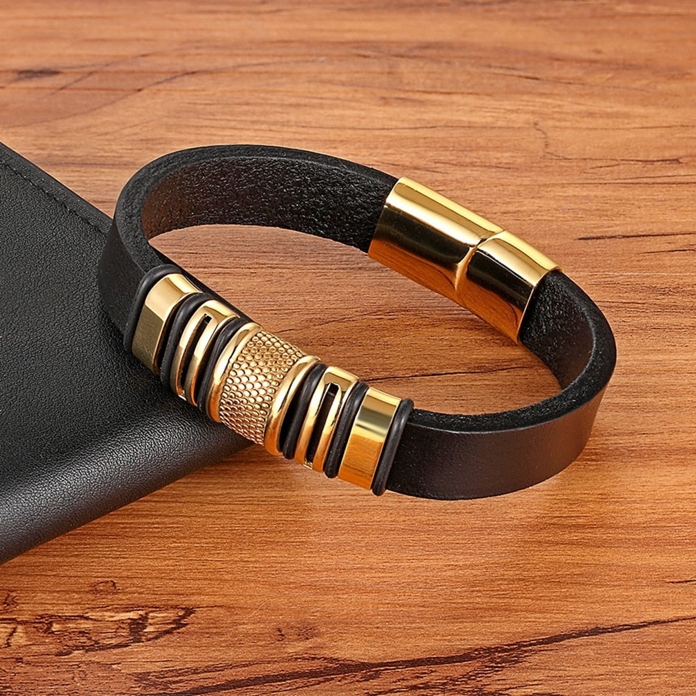 Genuine Leather Bracelet Gold-BUNNYKACHU