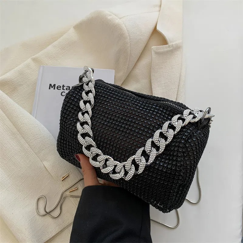 Fashion diamond woven shoulder bag ladies-BUNNYKACHU