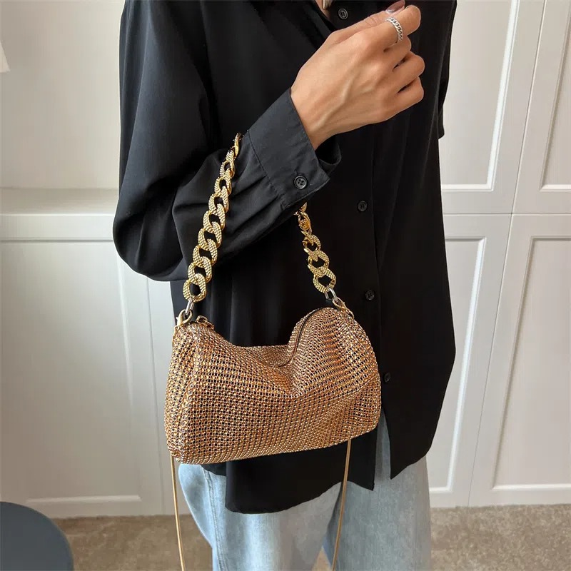 Fashion diamond woven shoulder bag ladies-BUNNYKACHU