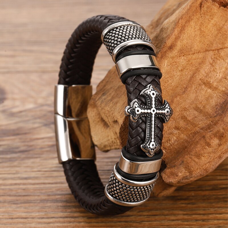 Charms Chakra Leather Bracelet Male Braided-BUNNYKACHU