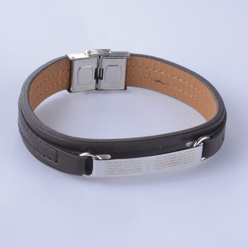 Men's Leather Lord's Prayer Bracelet-BUNNYKACHU