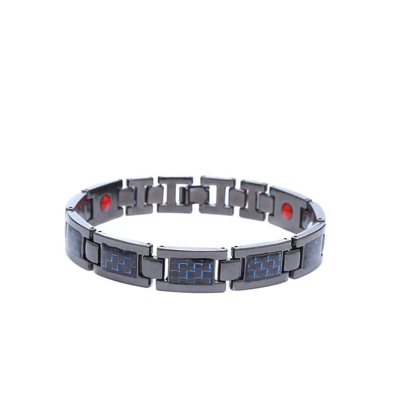 Titanium steel magnetic healing stone carbon fiber energy bracelet-Black-BUNNYKACHU