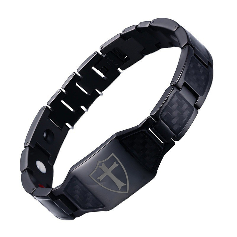 Men's Jesus cross magnetic carbon fiber titanium bracelet-BUNNYKACHU