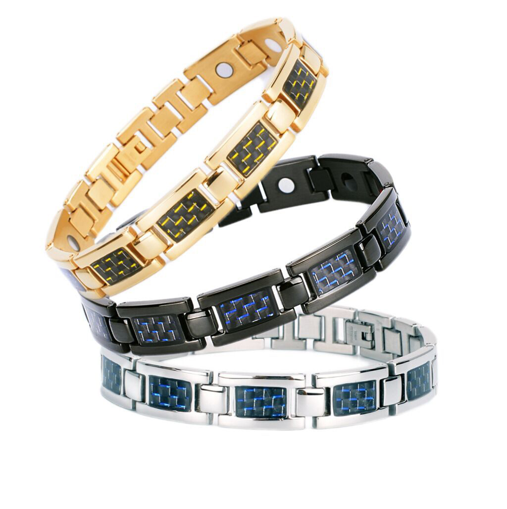 Cool gold titanium steel carbon fiber magnet bracelet-BUNNYKACHU