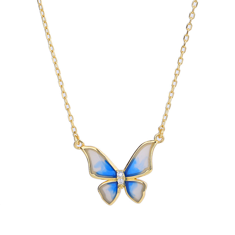Blue gradient butterfly necklace-BUNNYKACHU