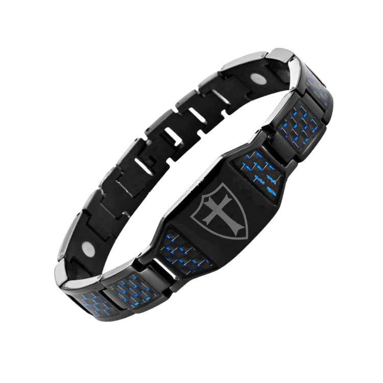 Men's Jesus cross magnetic carbon fiber titanium bracelet-BUNNYKACHU