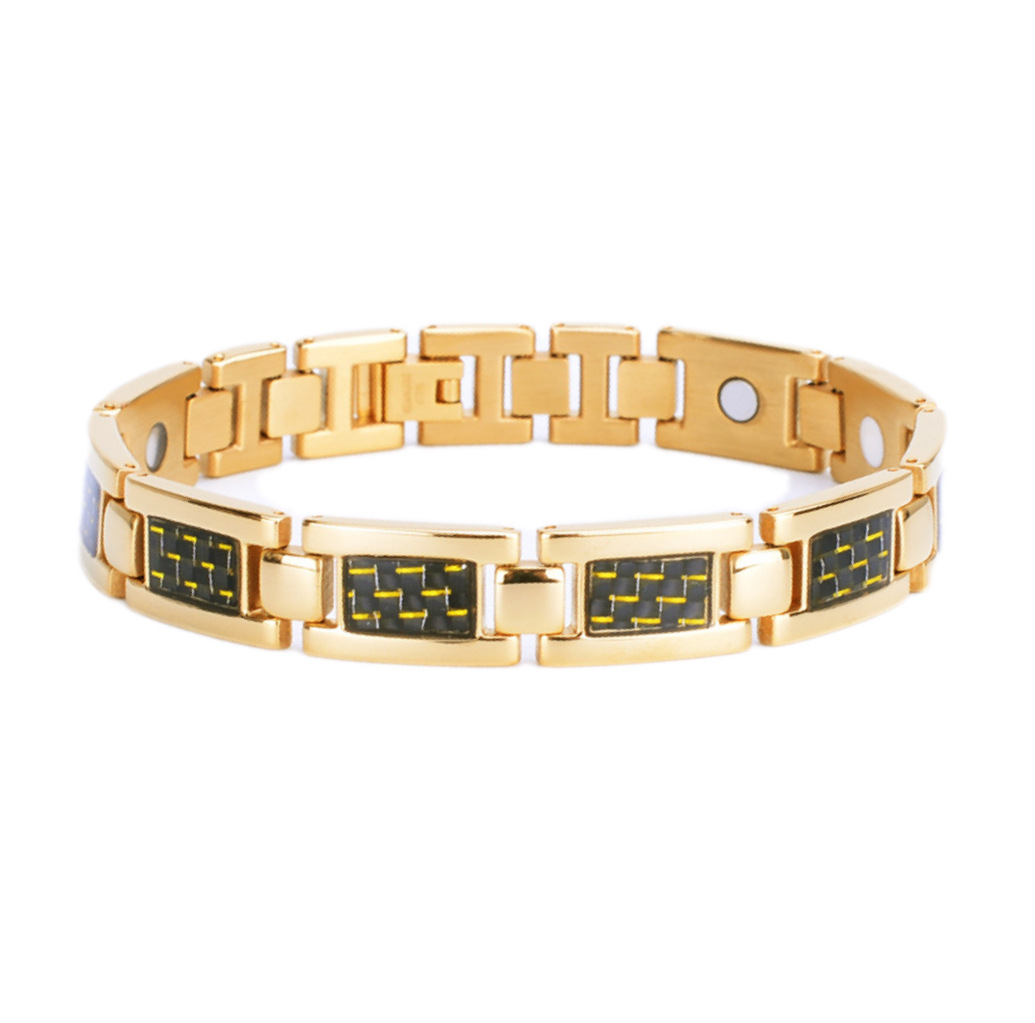 Cool gold titanium steel carbon fiber magnet bracelet-BUNNYKACHU
