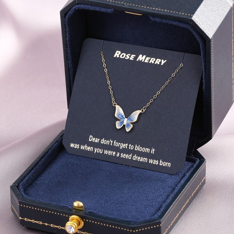 Blue gradient butterfly necklace-BUNNYKACHU