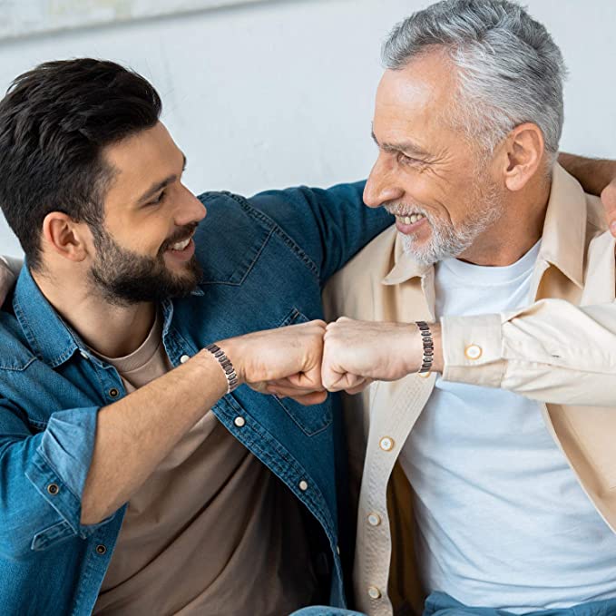 Men's red copper vintage model magnetic therapy stone cross bracelet-BUNNYKACHU
