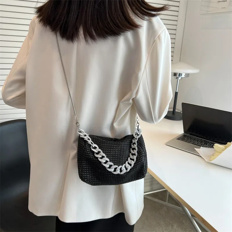 Fashion diamond woven shoulder bag ladies-BUNNYKACHU