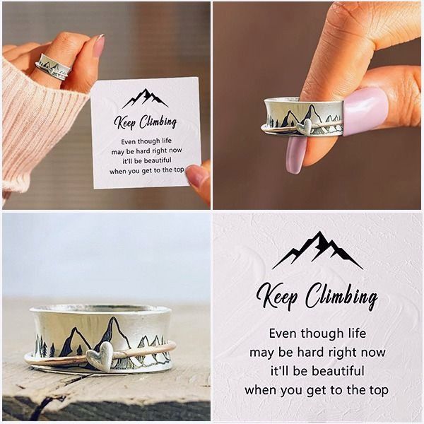 Keep Climbing Silver Spinner Ring-BUNNYKACHU