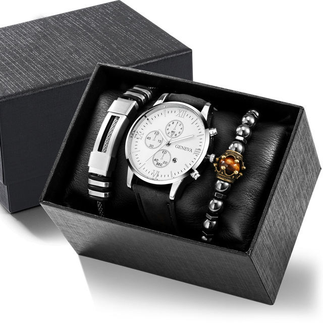 Men's watch and two elegant bracelets gift set of 3 pieces-BUNNYKACHU