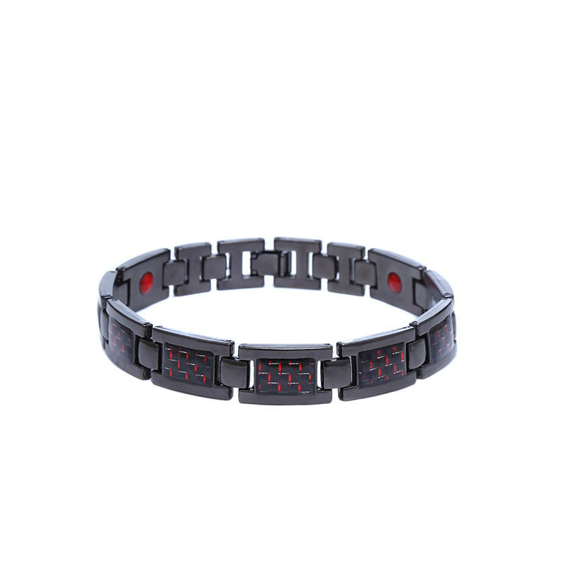 Titanium steel magnetic healing stone carbon fiber energy bracelet-Black-BUNNYKACHU