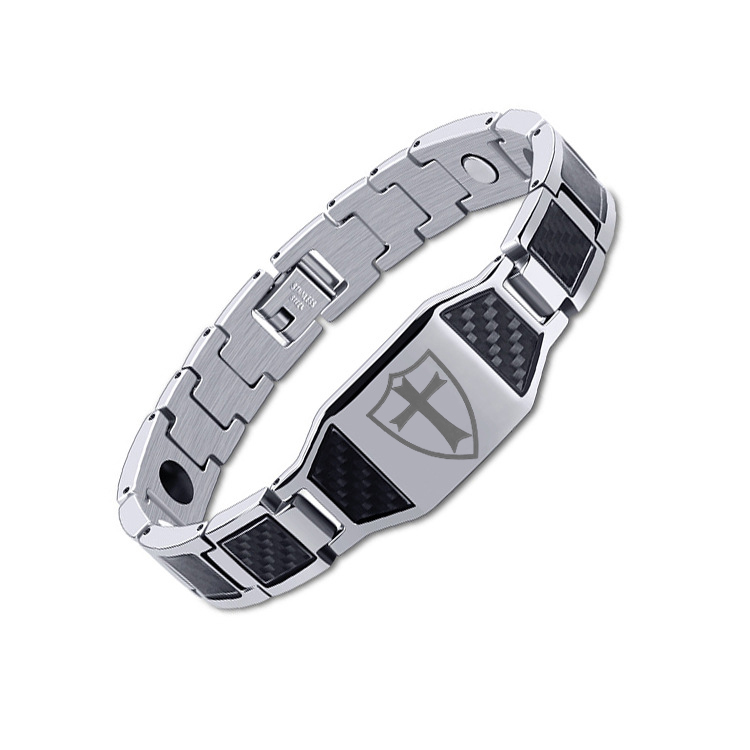 Men's Jesus cross magnetic carbon fiber titanium bracelet-BUNNYKACHU