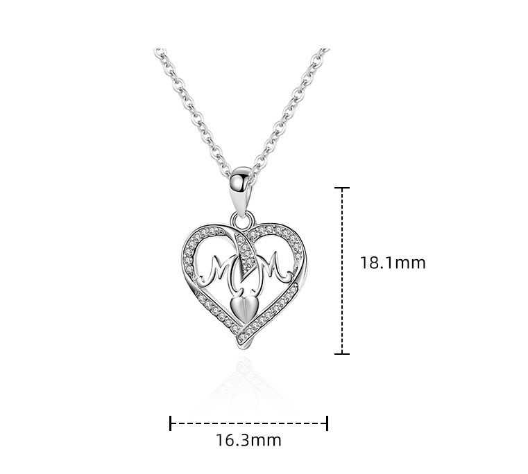 S925 sterling silver MOM mother with diamonds openwork necklace-BUNNYKACHU
