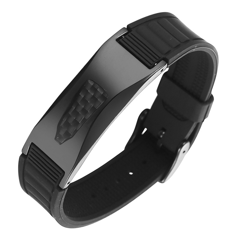 Energy elements stainless steel curved brand silicone bracelet titanium bracelet-BUNNYKACHU