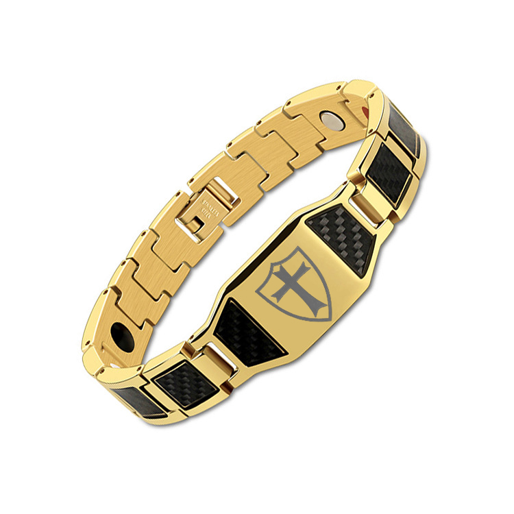 Men's Jesus cross magnetic carbon fiber titanium bracelet-BUNNYKACHU