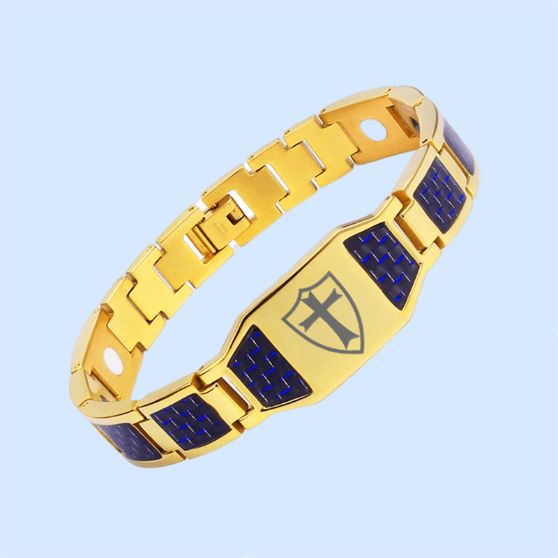 Charcoal fiber men's cross titanium magnet bracelet-BUNNYKACHU
