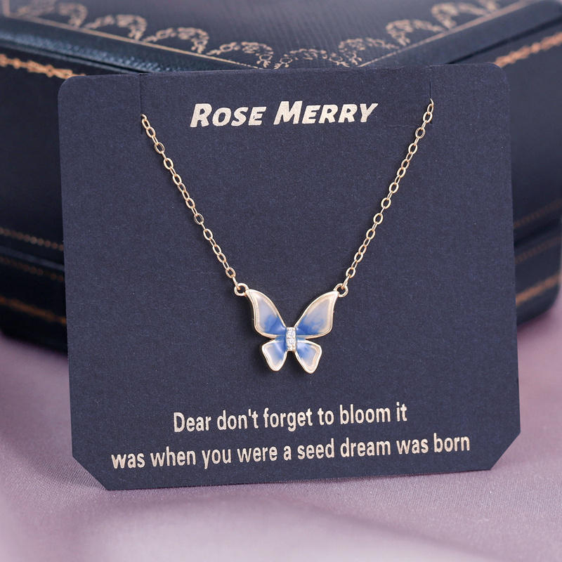 Blue gradient butterfly necklace-BUNNYKACHU