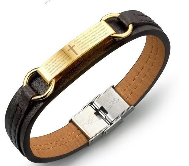 Men's Leather Lord's Prayer Bracelet-BUNNYKACHU