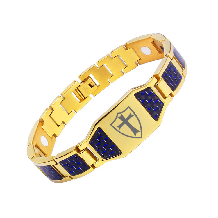 Men's Jesus cross magnetic carbon fiber titanium bracelet-BUNNYKACHU