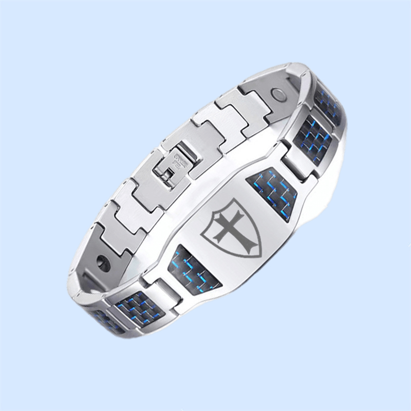 Charcoal fiber men's cross titanium magnet bracelet-BUNNYKACHU