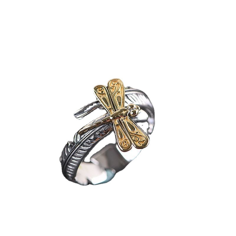 Vintage feather gold dragonfly ring-BUNNYKACHU