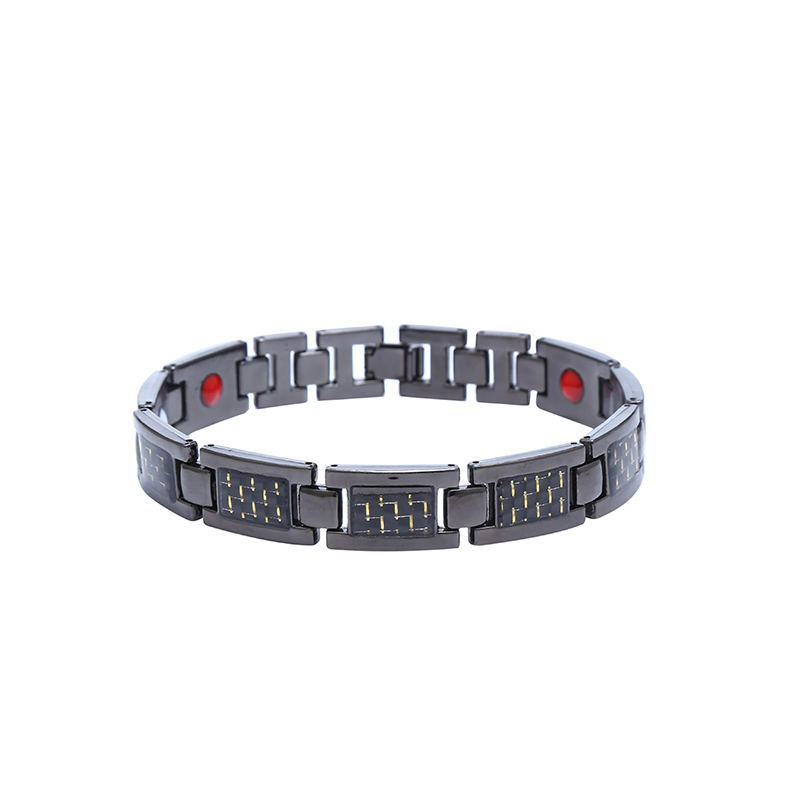 Titanium steel magnetic healing stone carbon fiber energy bracelet-Black-BUNNYKACHU
