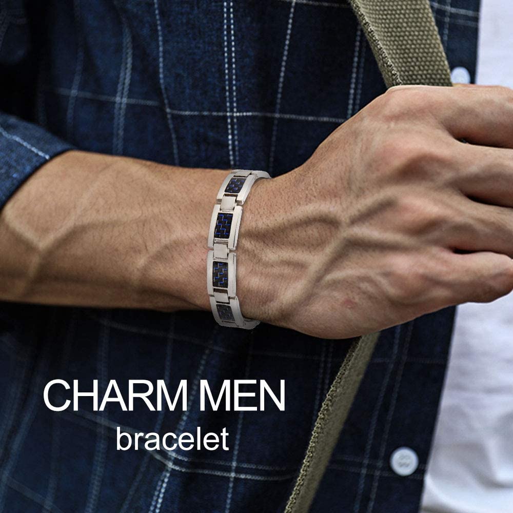 Titanium steel magnetic healing stone carbon fiber energy bracelet-Steel color-BUNNYKACHU