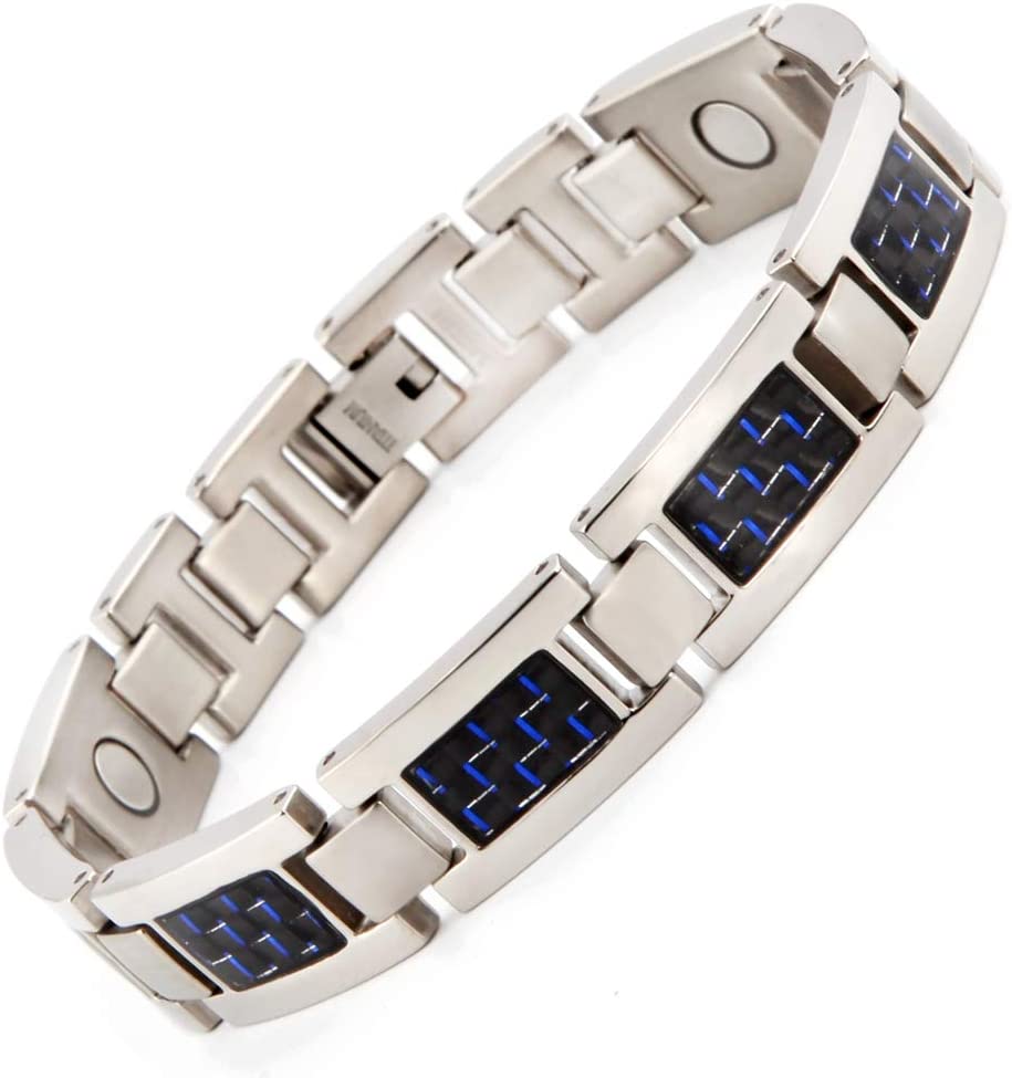 Titanium steel magnetic healing stone carbon fiber energy bracelet-Steel color-BUNNYKACHU