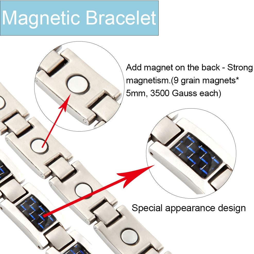 Titanium steel magnetic healing stone carbon fiber energy bracelet-Steel color-BUNNYKACHU