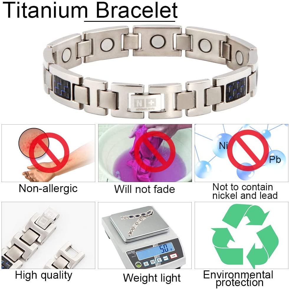 Titanium steel magnetic healing stone carbon fiber energy bracelet-Steel color-BUNNYKACHU