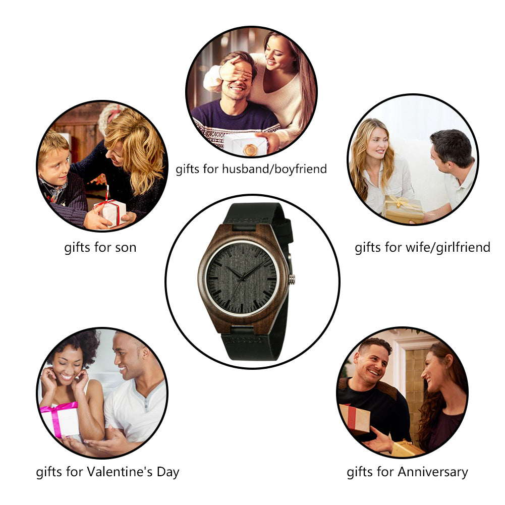 Father plot personalized engraved wooden watch-BUNNYKACHU