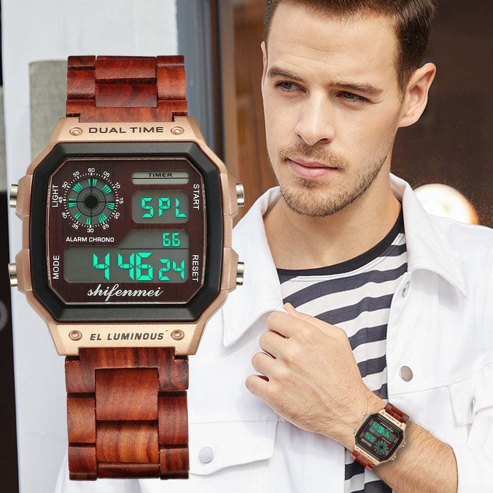 Shifenmei Collection Wooden Watches Unisex with Luminous Calendar-BUNNYKACHU