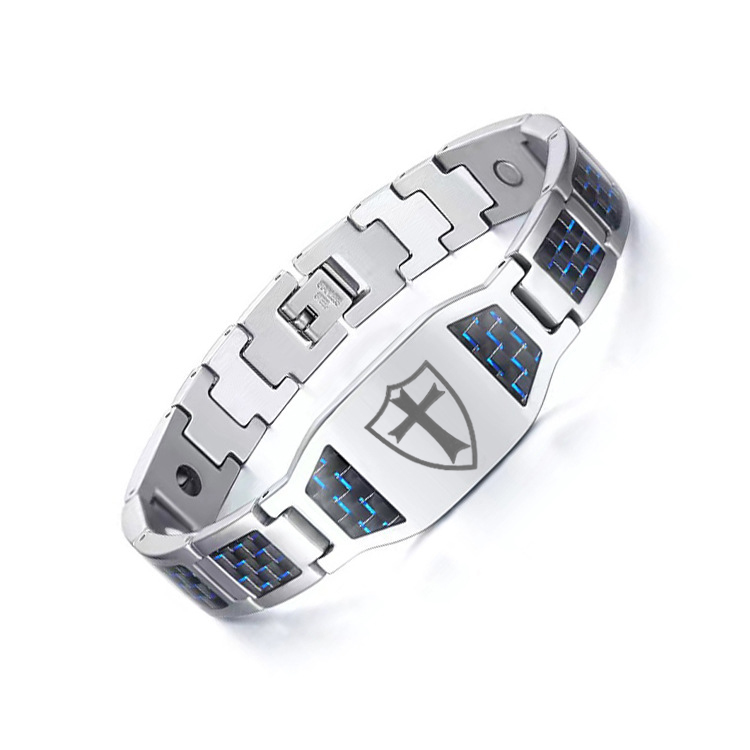 Men's Jesus cross magnetic carbon fiber titanium bracelet-BUNNYKACHU