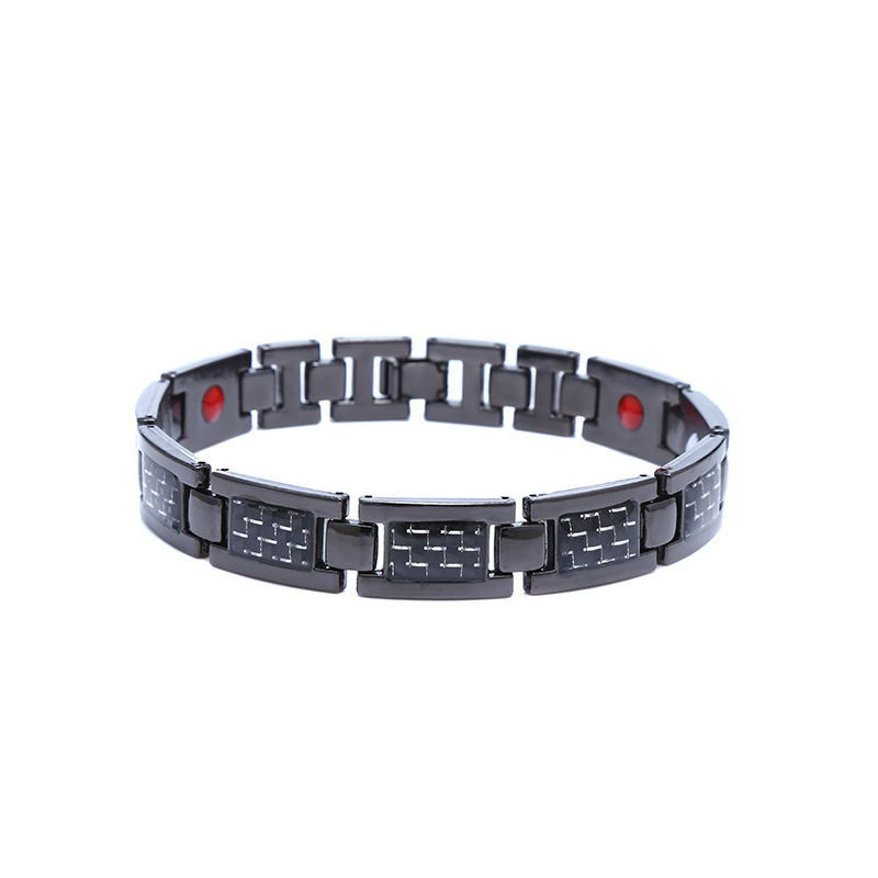 Titanium steel magnetic healing stone carbon fiber energy bracelet-Black-BUNNYKACHU