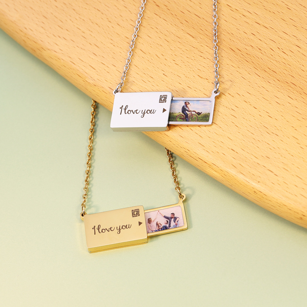 Personalized Necklace - Engraved Picture Text-BUNNYKACHU